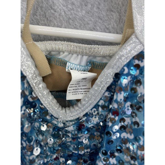 A Wish Come True Girls Sequined Dancewear Costume Wings Feathers Blue IMC 11-12 - Picture 8 of 10
